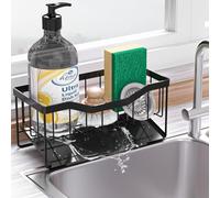 Vanwood Support d'éponge pour évier de cuisine avec plateau de drainage automatique, organiseur d'évier de cuisine, panier à vaisselle auto-drainant, porte-éponge pour comptoir