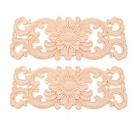 VANZACK 2 Pièces Appliques Murales en Bois Sculpté Beige, Artisanat Fait Main Embossé, Léger et Résistant, Décor Élégant pour Meubles et Projets Créatifs la Maison