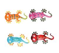 VANZACK 4 Pièces Décoration Gecko En Fer Forgé Reptisoil Reptiles Décor À La Maison Gecko Sticker Mural Gecko En Métal Sculpture Murale Lézard En Métal Art Mural Gecko Arts Ornements