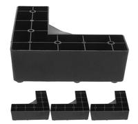 VANZACK 4 Pièces Noir Pied de Meuble Stable, en Plastique, Support en L | Frigo et Machine à Laver, Léger, Protège le Sol, Crée Plus D’espace de Rangement