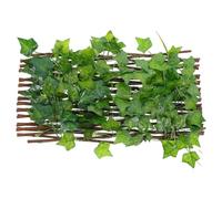 VANZACK Clôture de Jardin Rétractable en Bois Feuilles Artificielles Vertes, Écran de Clôture Extensible, Faible Entretien pour Décoration Extérieure et Jardins