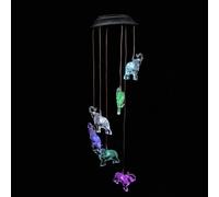 VANZACK Lampe Solaire Extérieure en Plastique Pendentif Éléphant, Carillon Éolien LED Suspendu pour Décoration de Jardin, Éclairage et Résistant