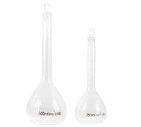 VANZACK Lot de 2 Fioles Jaugées à Fond Rond en Verre Transparent, Col Haut, Capacité Précise pour Laboratoire Scientifique, pour Mesures Chimiques