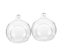 VANZACK Lot de 2 Globes en Verre Suspendus - Vase en Verre pour Plantes succulentes - Terrarium Suspendu micropaysage - Cache-Pot décoratif - pour Jardin et Bureau