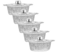 VANZACK Marmite en Aluminium avec Couvercle - 5 Ensembles De Casseroles Rondes en Aluminium Ustensiles De Cuisine Jetables Alimentaire pour Les Voyages De