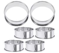 VANZACK Moules à Tartes Ronds en Acier Inoxydable, Lot de 6 | Anneaux de Cuisson Argentés, Usage Polyvalent, Surface Antiadhésive, Démoulage Facile, Nettoyage Rapide, Crêpes, Gâteaux