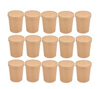 VANZACK Papier Kraft Gobelet à Soupe 12 Oz Jetable 50 Pièces | Doublure Polyéthylène, Paroi Épaisse, 50 Couvercles Papier, Beige, pour Plats à Emporter