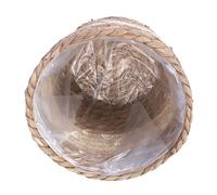 VANZACK Pot à Fleurs Tressé Panier Jute Rustique Jaune Fait Main | Jonc de Mer et Paille de Maïs, Usage Intérieur Bureau Salle à Manger, Panier Cache Pot Décoratif