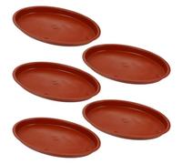 VANZACK Rouge Lot de 5 en Plastique pour Bonsaï, Plateau Ovale | Bonsaï et Jardinières, Facile à Nettoyer, Protège les Surfaces, Usage Intérieur