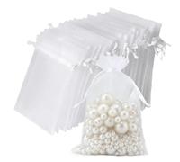vaolmlop Lot de 60 blanc sachets en organza, 10 * 15 cm, pochette cadeau en organza, pochette cadeau, sachets de mariage,lavande, faveur de mariage