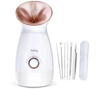 Vapeur visage Nano ionique pour pores avec lumière UV et brume chaude pulvérisateur à la maison, sauna, spa, bonus, extracteur de points noirs (Rose Large)