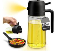 Vaporisateur d’Huile Cuisine 2 en 1 - Noir - Spray + Verseur - 500 ml - Verre Qualité Pro - Accessoire Air Fryer et Cuisson Saine