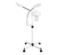 Vaporisateur de sauna facial 2 en 1 et 5 lampes loupes LED réglables en hauteur - Appareil vapeur ozone avec lampe loupe pour spa salon beauté