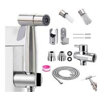 Vaporisateur de Toilette Douchette à Main Bidet en Acier Inoxydable - Pulvérisateur à double mode avec conception à double interrupteur,avec Vanne 3 voies (1/2"-3/8") parfait pour Hygiène personnelle,