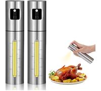 Vaporisateur Huile Pulverisateur Huile Cuisine Acier Inoxydable Spray Huile Cuisine Air Fryer 100 ml Avec Échelle, 2 Pièces
