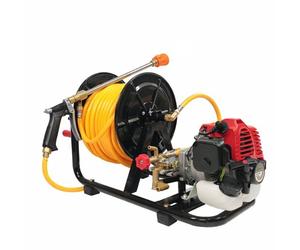 Varan Motors - VR-38F Pulvérisateur à essence 31cc 4 temps portable et professionnel, enrouleur de tuyau 50m, portée de 17m