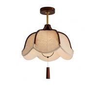 VARENCOK Plafonnier semi-encastré vintage, abat-jour pétale en tissu bois