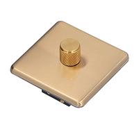 Variateur de Lumière LED 86x86mm Interrupteur en Laiton Brossé pour la Maison Ampoules Halogènes à Incandescence à LED Dimmable AC220V(Monochromatic light)