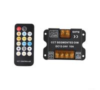 Variateur de segment RF CCT sans fil pour bandes LED à 2 fils/3 fils, contrôleur de température de couleur double avec télécommande à 17 touches, DC 12 V-24 V, boîtier en métal