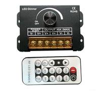 Variateur d'intensité LED avec télécommande RF et minuterie, contrôleur CC 5-24 V 40 A pour bandes lumineuses LED unicolores, boîtier en aluminium avec bouton de réglage
