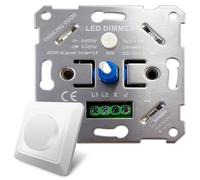 Variateur LED 230 V - Interrupteur à intensité variable - Encastré - Compatible avec interrupteur Gira & Hue, 5-200 W - Avec plaque de recouvrement blanche