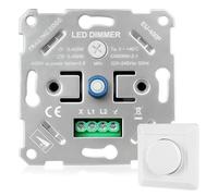 Variateur LED Rotatif Encastré 5-400W, Interrupteur Gradateur 220-240V pour LED Dimmables & Halogènes - Sans Griffes de Serrage, Protection sûre, pas de bruit, Blanc