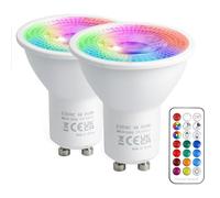 VARICART Ampoule LED GU10 5W 12 Couleurs Ampoules Spot LED Changement de Couleur RGBW, Dimmable avec Télécommande RGB Blanc Chaud 3000K 50W Equiv pour Luminaire Sur rail Applique Murale (paquet de 2)