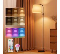 VARICART Lampadaire Arc LED Salon, Abat-Jour en Lin Orientable 350°, Lampe Courbée 165cm, Télécommande Magnétique, Éclairage RGB Dimmable 1200lm 10W pour Derrière Canapé, Noir