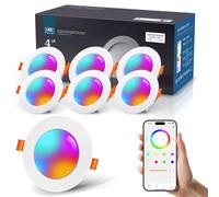 VARICART Spot LED Encastrable Couleur Alexa Connecté, Spot Plafond Lot 6 | Extra Plat, 10W 1000 Lumen RGB Smart Spot LED Encastrés 220V Multicouleurs et Blanc IP44 Salle de Bain, Bluetooth