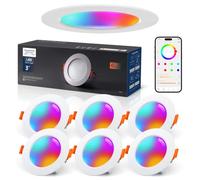 VARICART Spot LED Encastrable Couleur Dimmable Alexa Connecté, Pack de 6 | 7W RGB Smart Bluetooth Spot Plafond Encastrés Multicouleurs 2700K-6000K 660 Lumen, Contrôle APP