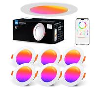VARICART Spot LED Encastrable Dimmable Alexa, 6 x 10W RGB Smart Bluetooth Spot Encastrable LED Multicouleurs Blanc Chaud 2700K 1000LM, Des spot LED Extra Plat Pour de Nombreuses Scènes, Contrôle APP