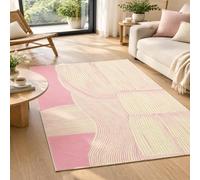 VARIKASHOM Grand Tapis Salon, 200 x 280 cm, Abstrait Rose crème, Tapis Lavable Fond Antidérapant, Décoration de la Maison Chambre,