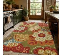 VARIKASHOM Grand Tapis Salon, 200 x 280 cm, Motifs Floraux orientaux Vert Rouge Beige Marron Bleu, Tapis Lavable Fond Antidérapant, Décoration de la Maison Chambre,