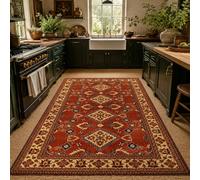 VARIKASHOM Tapis Carré, 140 x 140 cm, Rouge Oriental Beige Noir Marron, Décoratifs pour Salon Chambre, Poils Courts, Lavable, Dessous Antidérapant,