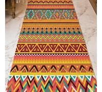 VARIKASHOM Tapis Carré, 140 x 140 cm, Vintage Orange Jaune Rouge Vert Noir Blanc, Décoratifs pour Salon Chambre, Poils Courts, Lavable, Dessous Antidérapant,