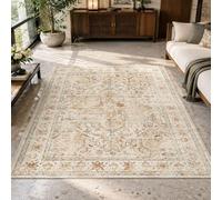 VARIKASHOM Tapis Carré, 200 x 200 cm, Vintage Beige Blanc Gris Jaune Rouge, Tapis Salon Grande Taille Moquette pour Salle de séjour, Chambre,