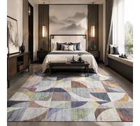VARIKASHOM Tapis carré pour Salon, Chambre à Coucher, décoration d'intérieur, à Poils Courts, Lavable, Motif géométrique rétro Gris, Beige, Marron, Violet, Vert, Jaune, Blanc, 160 x 160 cm