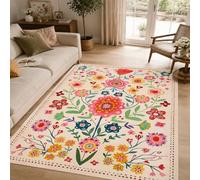 VARIKASHOM Tapis de décoration, 120 x 160 cm, Motifs Floraux Modernes et colorés Rose Rouge Jaune Vert Bleu Beige., Tapis pour Maison, Bureau, Fauteuil Salon, Dressing Chambre Adulte,
