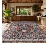 VARIKASHOM Tapis Grande Taille, 200 x 240 cm, Rouge Oriental Bleu Beige, Tapis Lavable Antidérapant pour Chambre, Salon, Bureau, Salle a Manger,