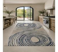 VARIKASHOM Tapis Grande Taille Salon, 160 x 230 cm, Beige Abstrait Moderne Bleu Marine, Tapis Decoration Descente de lit Chambre Moquette,