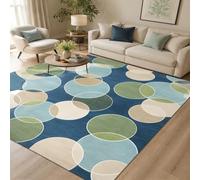VARIKASHOM Tapis Grande Taille Salon, 160 x 230 cm, Géométrie Moderne Bleue Verte Beige Marron, Tapis Decoration Descente de lit Chambre Moquette,