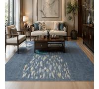 VARIKASHOM Tapis pour Intérieur Salon Canapé, Jardin Extérieur Table Terrasse Balcon, Bleu Moderne, Jaune, Gris, carré 160 x 160 cm
