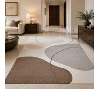 VARIKASHOM Tapis pour Intérieur Salon Canapé, Jardin Extérieur Table Terrasse Balcon, Tableau Abstrait Moderne Blanc, Beige, Gris, Marron, Noir, carré 150 x 150 cm