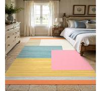 VARIKASHOM Tapis sous Tables de Chevet, 60 x 120 cm, Géométrie Moderne Bleu Rose Jaune Gris Orange Blanc, Tapis Decoration pour Salon Chambre, Salle de Bain, Couloir Cuisine,