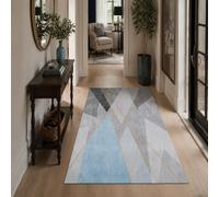 VARIKASHOM Tapis sous Tables de Chevet, 60 x 120 cm, Géométrie Moderne Bleue Grise Blanche Jaune, Tapis Decoration pour Salon Chambre, Salle de Bain, Couloir Cuisine,