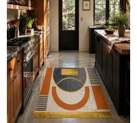 VARIKASHOM Tapis sous Tables de Chevet, 60 x 120 cm, Géométrie Moderne Orange Gris Jaune Blanc Noir, Tapis Decoration pour Salon Chambre, Salle de Bain, Couloir Cuisine,