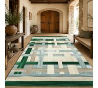 VARIKASHOM Tapis sous Tables de Chevet, 60 x 120 cm, Géométrie Moderne Verte Beige Grise Blanche, Tapis Decoration pour Salon Chambre, Salle de Bain, Couloir Cuisine,