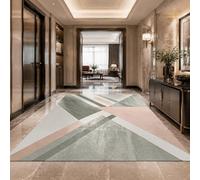 VARIKASHOM Tapis sous Tables de Chevet, 60 x 120 cm, Géométrie Moderne Verte Rose Blanche, Tapis Decoration pour Salon Chambre, Salle de Bain, Couloir Cuisine,