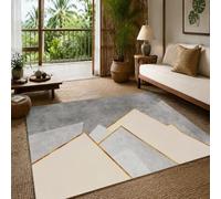 VARIKASHOM Tapis sous Tables de Chevet, 60 x 120 cm, Géométrique Moderne Gris Beige Jaune, Tapis Decoration pour Salon Chambre, Salle de Bain, Couloir Cuisine,