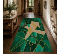 VARIKASHOM Tapis sous Tables de Chevet, 60 x 120 cm, Géométrique Vert Jaune Beige Noir, Tapis Decoration pour Salon Chambre, Salle de Bain, Couloir Cuisine,